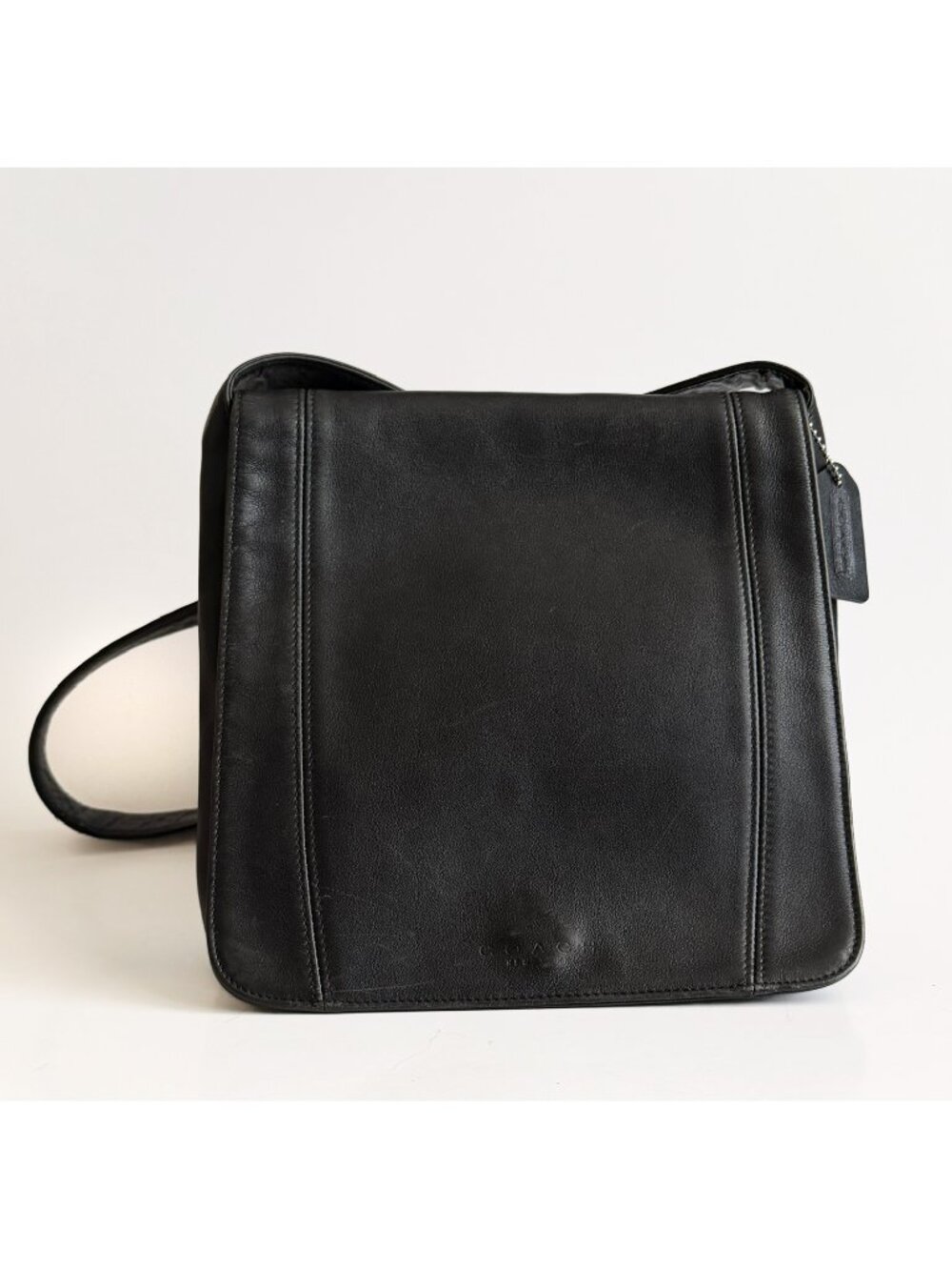 Vintage Coach 4183 Lexington Flap Bag Black Leather Italy 1998